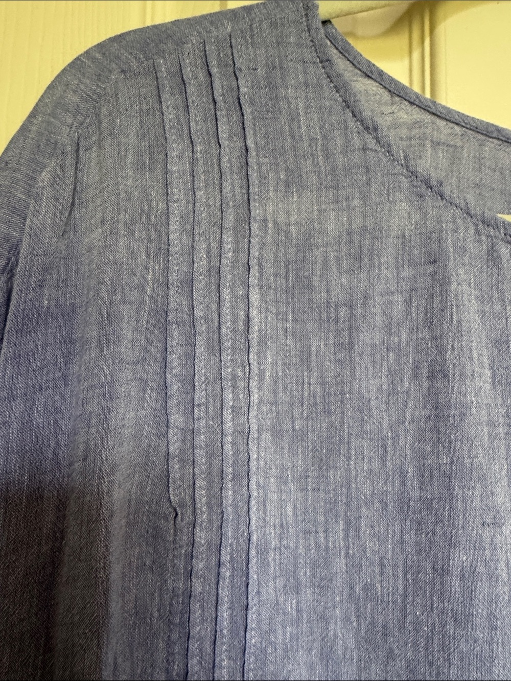 J. Jill Light Blue Linen-Blend Relaxed Scoop Neck Top - Picture 5 of 7